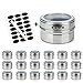 RUCKAE 18 Magnetic spice tins-stainless steel storage spice containers include spice label and WACTER BASE LED INK-WHITE,Clear Top Lid with Sift or Pour,Magnetic on Refrigerator and Grill