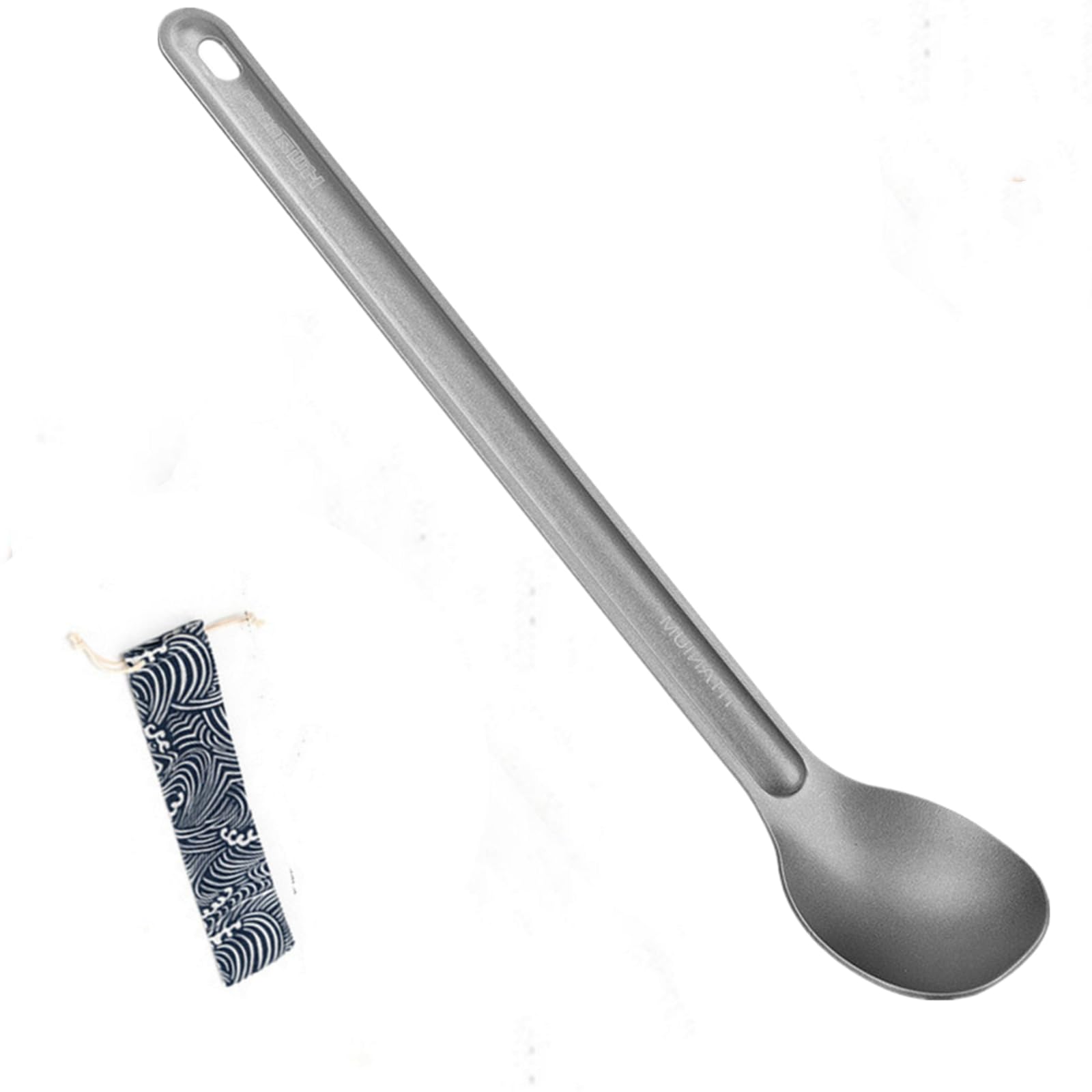 FJYXCHENXM Backpacking Stainless Steel Long-Handled Spoon with Carry Bag for Camping and Hiking, 21.8cm