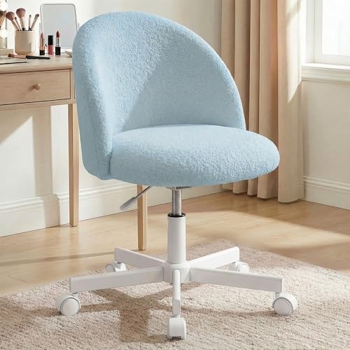 NEO CHAIR Office Vanity Chair with Wheels Comfy Desk Chair for Girls Cute Computer Small Armless Adjustable Height Swivel for Home Bedroom Task (Blue)