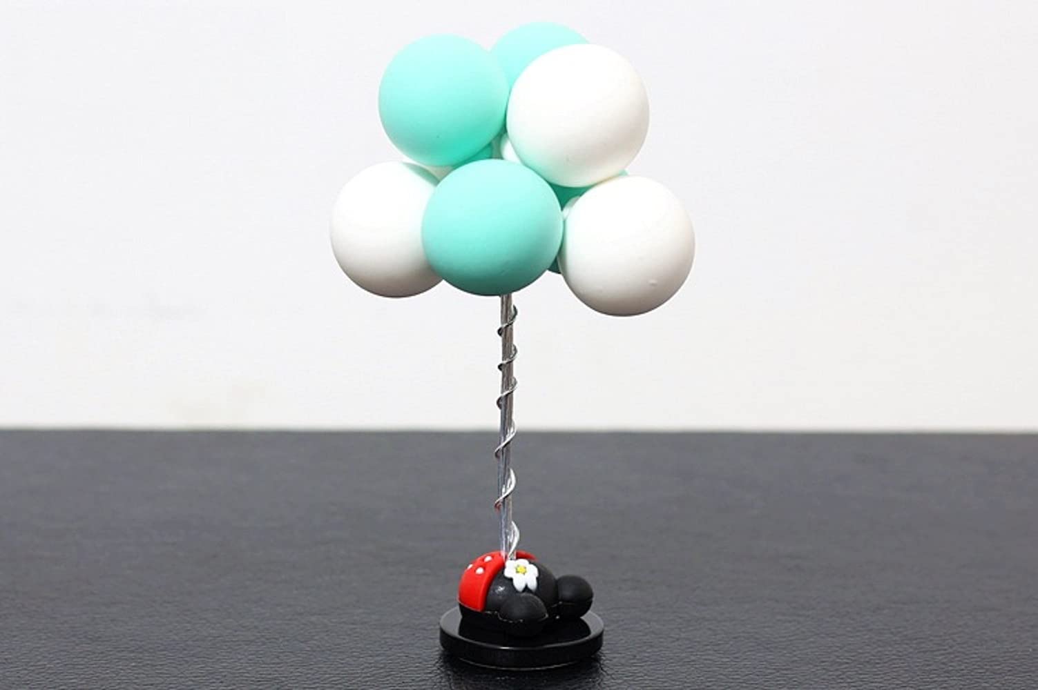 Geekmonkey Polyvinyl Chloride Car Decoration Balloon Bouquet Ornament Auto Interior Accessories Decoration Birthday Gift (Aqua-White), Pack of 1
