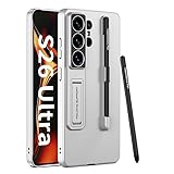 Lunivop Funda compatible con Samsung Galaxy S26 Ultra, con soporte para bolígrafo S, protector de cámara ajustable integrado, funda delgada para teléfono Galaxy S26 Ultra de 6.9 pulgadas (plata)