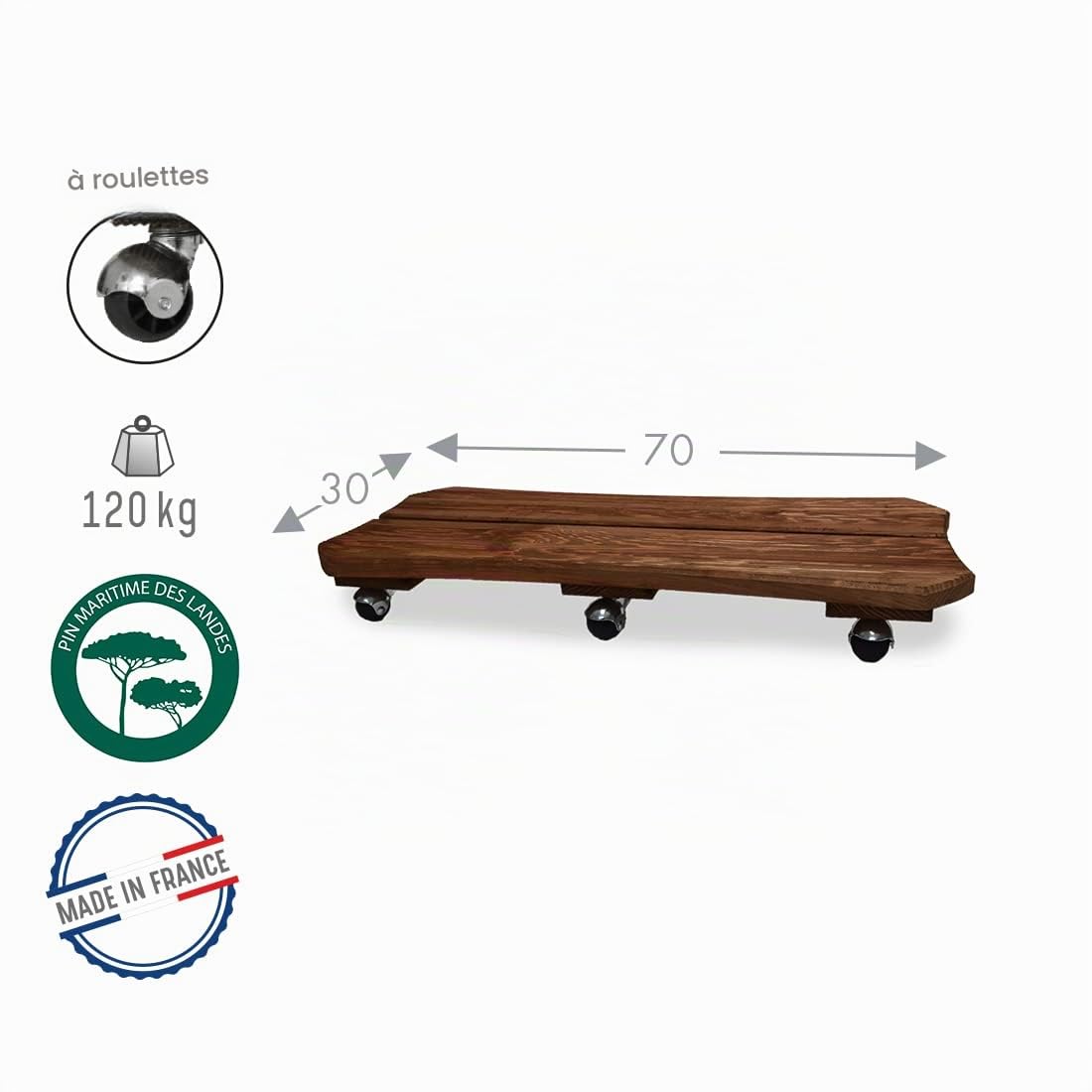 Roule-plante bois spécial bac 30x70 cm - Naturel - Origine France Garantie