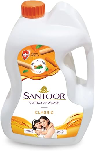 Santoor Classic Gentle Hand Wash with Natural Goodness of Sandalwood & Tulsi| Rich Lathering Formula With Anti-Bacterial Properties| Soft on Hands|…