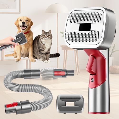 POMBEU Pet Grooming Kit Dog Hair Vacuum Attachment Fits Dyson V7 V8 V10 V11 V15， Pet Hairs Parts Head Replacement，Effective Grooming & Cleaning， Hair Grooming Tools for Dog and Cat， 5 Pack