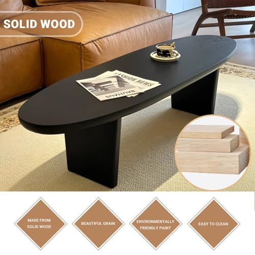 Table basse ovale bois massif table centrale salon design facile - 4