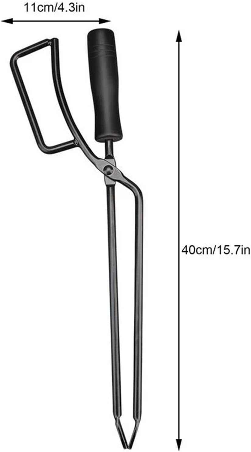 Barbecue Grill Charcoal BBQ Clip Iron Wood Handle Anti-Scalding Cover Outdoor Camping BBQ Bonfire Stove Fireplace Fire Tongs