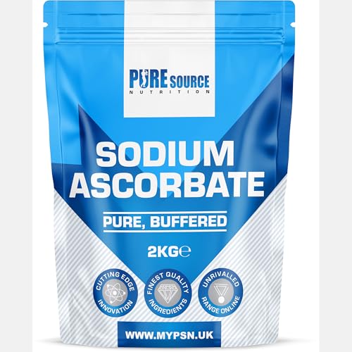 Pure Source Nutrition Pure Sodium Ascorbate Food Buffered Vitamin C L Ascorbic Acid Powder Food Grade 2kg / 2000g Vegan Supplements