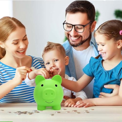 Image of Piggy Bank,Saving Box for Girls and Boys,Money Bank for Kids ,Unbreakable Plastic Piggy Banks (Green)