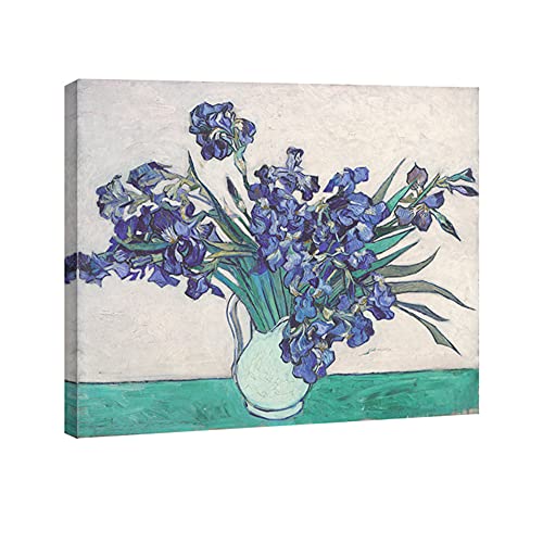 Wieco Art Irises by Van Gogh Famous Floral Oil Paintings Reproduction Modern Wrapped Giclee Canvas Prints Blue Flowers Pictures on Canvas Wall Art for Living Room Bedroom Home Office Decorations