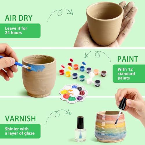 Image of Pottery Wheel for Kids, Complete Pottery Painting Craft Kit, Arts and Crafts for Kids Ages 8-12, Art Supplies for Kids Toys Boys Birthday Christmas Gift for 6 7 8 9 10 11 12 13 Year Old, Green