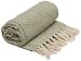 SouvNear Throws - 65 x 52 Inch Hand-Woven 100% Cotton Throw Blanket Lime Green & White Reversible with Tassels Throws for Couch Sofa Chair - Home Decor Furnishings