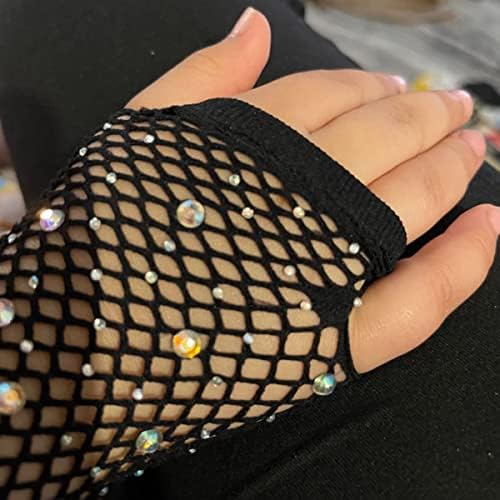 KVZVK Rhinestone Fingerless Arm Gloves Women's Long