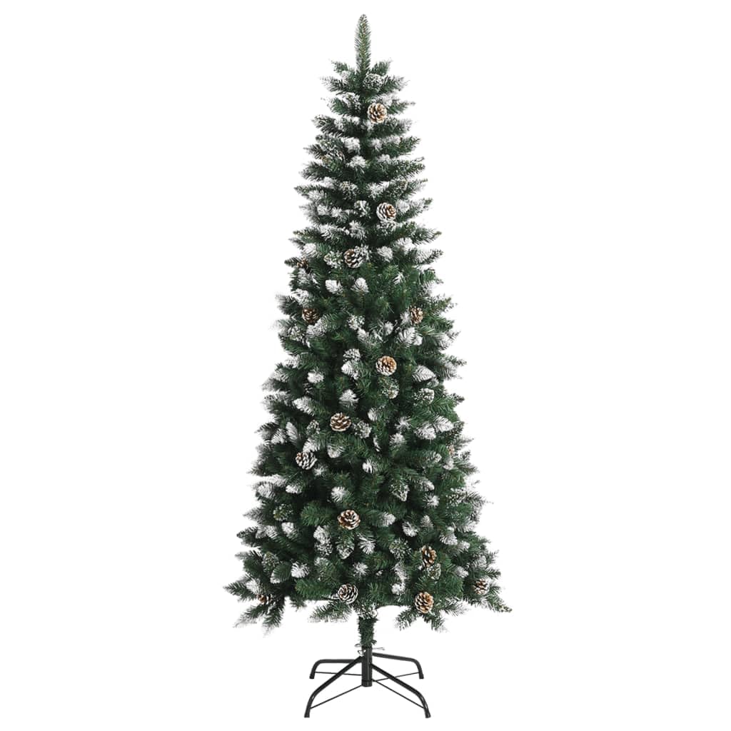 Sapin de Noël artificiel, 180 cm, vert et blanc, en PVC
