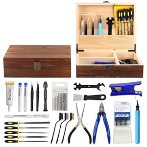 3D Printer Tool Kit with Wooden Box – 3D Printing Accessories Include Nozzle Cleaning Kit, Deburring Tool, Scraper – Suitable for 3D Printing: Removing, Cleaning, and Finishing