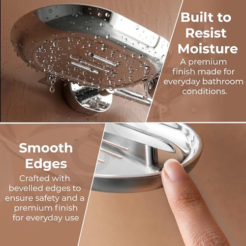 Image of Plantex J4 Stainless Steel Soap Dish with Liquid Dispenser /Soap Stand for Bathroom Wall Mount /Shampoo Dispenser /Bathroom Accessories (Chrome Finish) Onix