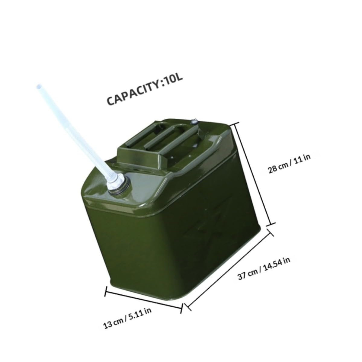 Bidon D'essence de Réserve 10 L en Fer Vert Poignée Soudée