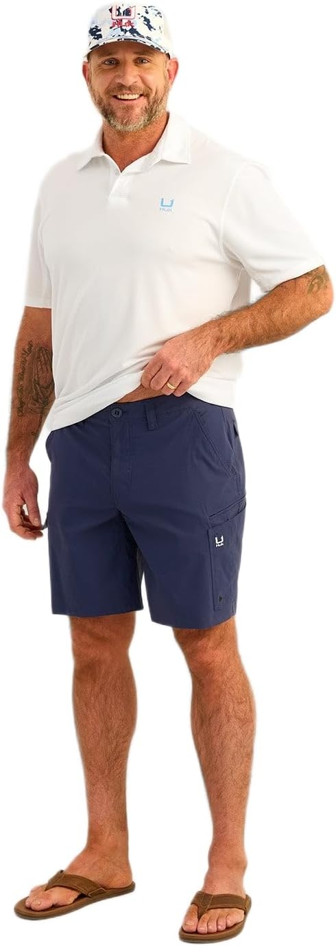 HUK Mens Icon Performance Fishing Shorts, UPF 50+ Sun Protection, Quick-Dry, Stain-Resistant, 9” Inseam, Multiple Pockets