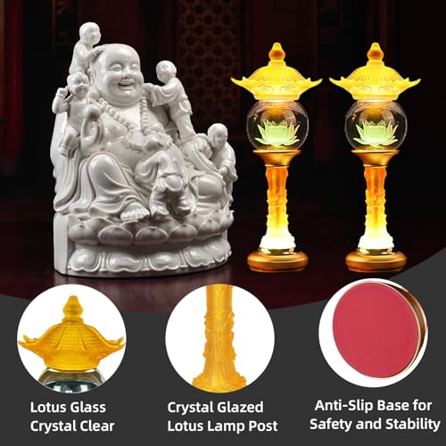 Image of Lotus Lamp Color Changing Touch Dimmable Yoga Meditation Decor Gift (11in) | Soft Glow;Alloy Glass;Multi-scene Decor;Fine Craft;Zen Symbol