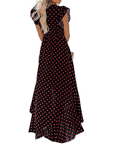 GRECERELLE Women's Summer Floral Print Cross V Neck Dress Bohemian Flowy Long Maxi Dresses PD-Red Black-X-Large - Image 3