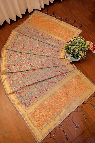 Image of DEVANGI Women's Woven Banarasi Silk Dupatta /Chunni For Women, Floral Print 1 Meter Wide and 2.3 Meter Length Printed Designer Dupatta /Chunni For Girls