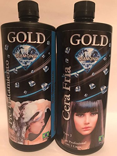 Queratina Gold Diamond, Cera Fría 1 Litro (Shampoo and Queratina)