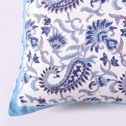 Image of Ravaiyaa - Attitude is everything Cotton Hand Block Printed Soft Cushion Cover Pillow Case 16 inch Square Cushion Sham Set of 2 Piece