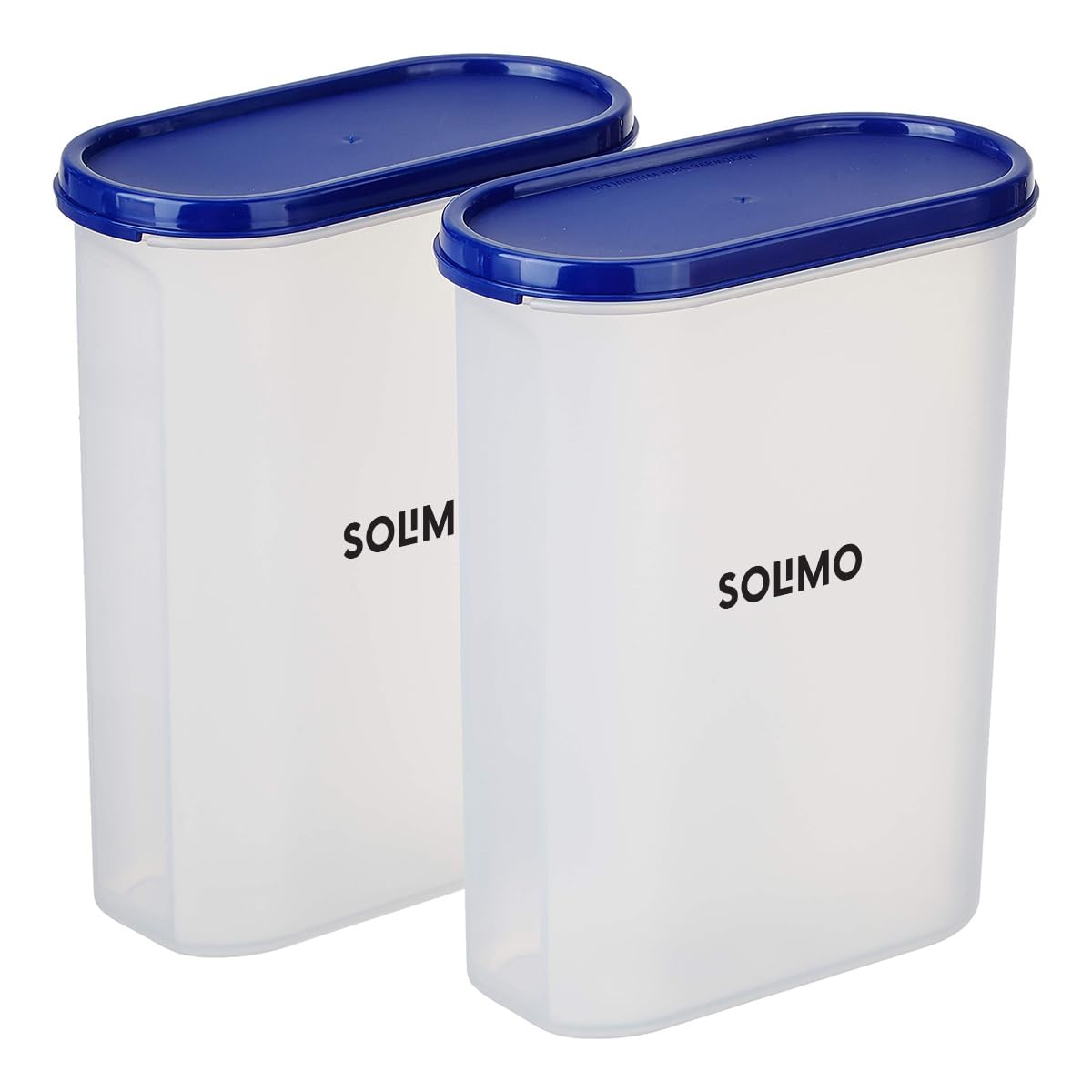 Amazon Brand - Solimo Modular Plastic Storage Container With Airtight Lid | BPA-Free Plastic | Microwave Safe | Dishwasher Safe | 2.4 Litres | Set of 2 (Blue)