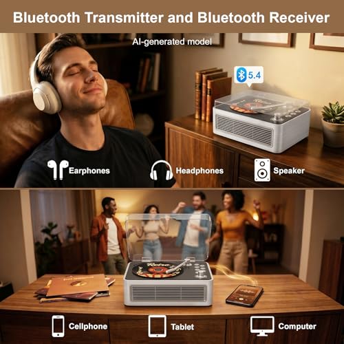 Image of Gueray Retro CD Player Portable Bluetooth CD Players with Speakers Vintage CD-Player 3600mAh Rechargeable & Radio & Remote Control Support USB /AUX Playback Headphone Jack (Walnut Color)