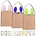 3 Stück Osterhasen Taschen,Osterkorb Jute,Sackleinen Bunny Taschen für Kinder,Wiederverwendbare Tasche Ostern für Geschenke/Kinder Eiersuche/Süßigkeiten/Osterparty,mit 10 Blätter Ostern Tattoo Kinder