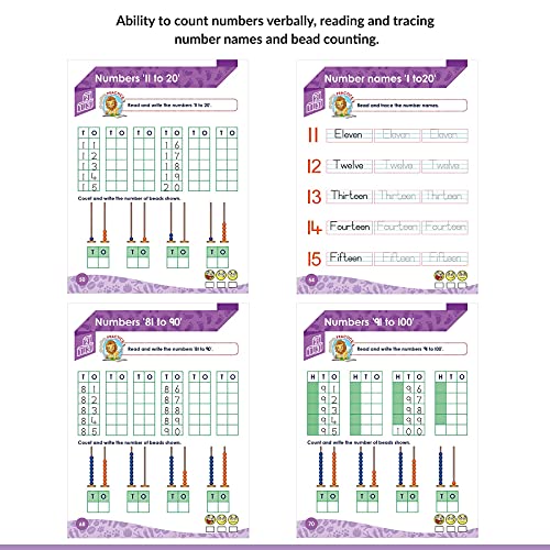 Image of Woodsnipe Tiny Steps - Maths Number Writing Book C | Age 4 to 6 Years | 1 to 100 Number For Homeschooling | Tracing and Writing Practice | Fun Filled Activity for Nursery Kids