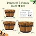 Idzo Set of 3 Wooden Flower Boxes Outdoor, Durable Acacia Wood Barrel Planters for Outdoor Plants with Ergonomic Handles, Drainage Holes, Multiple Sizes Wood Bucket Planter Light Brown