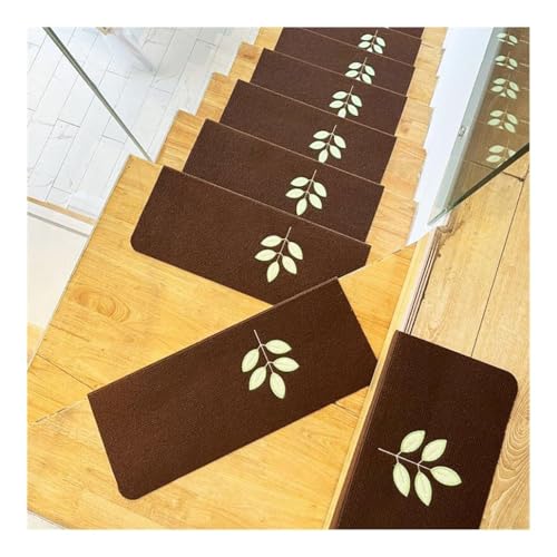 洗える階段踏み板 滑り止め 暗闇で光る 木製階段用 1〜30セット 屋内カーペットエッジング 階段ランナーマットカバー ラグプロテクター 子供 高齢者 ペット用(Brown,2Pcs 70x22x4.5cm)
