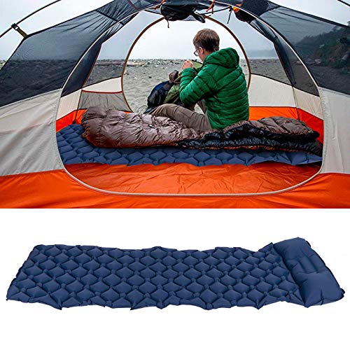 Tapete para dormir com ar, tapete para mochila, tapete inflável leve para viagem de piquenique (azul