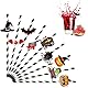 AIZQYC 9 PCS Halloween Trinkhalme papier, cocktail strohhalme papier, biologisch abbaubare trinkhalm, papierstrohhalme Geeignet für Halloween Party Deko, Gartenparty, kindergeburtstag - 20cm x 6mm