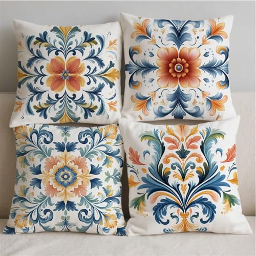 Housse de coussin 80x80cm fleurs avec fermeture eclair invisible pour bannir l'inconfort - 3