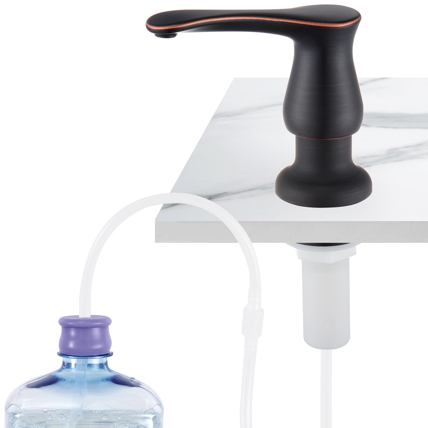 GAGALIFE Kitchen Sink Soap Dispenser Oil Rubbed Bronze, Under Sink Soap Dispenser with 40" Silicone Extension Tube Kit,Say Goodbye to Frequent Refills