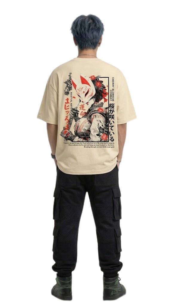 Men's Oversized Graphic Back Print T-Shirt 100% Cotton-picture-49