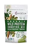 Essential Living Foods Organic Wild Protein Smoothie Mix, With Super Greens, Moringa, Spirulina, Wheatgrass, Mesquite, Lucuma, Vegan, Non-GMO, Gluten Free, Kosher, 6 Ounce Resealable Bag
