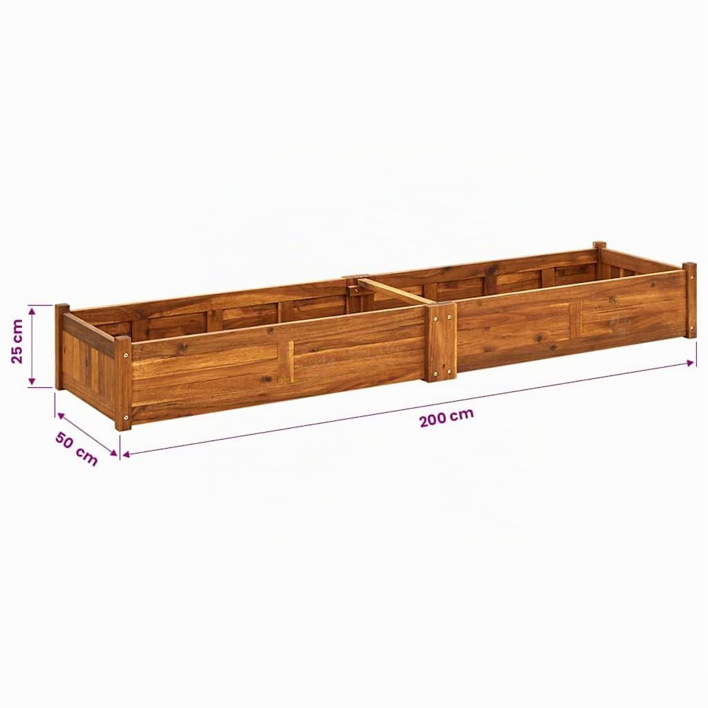 vidaXL Arriate de Madera de Acacia 200x50x25 cm