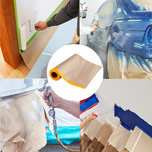 Xianshengle Masking Paper, Paint Masking Paper With Adhesive,12 Inch X 50 Feet Painters Paper Roll, Tape And Drape Painters Paper, For Auto Body Masking, Wall Covering And Paint Masking (4Rolls) #TOP4