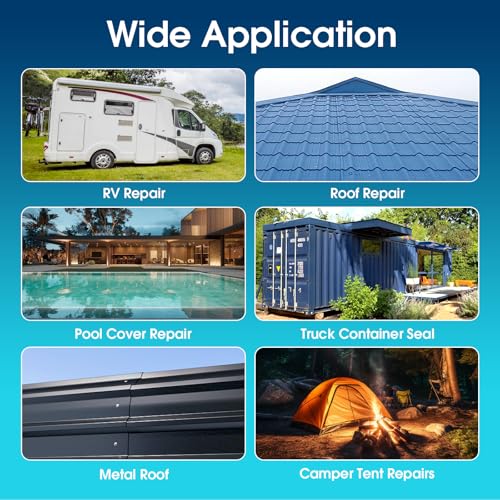 Image of Blue Waterproof Butyl Tape for Solar Pool Cover Repair, Blue Duct Tape Heavy Duty Waterproof for Pool Liner Patch,Flex Seal Tape for RV Awning,Metal Roof,Vent,Boat Sealing,6 inch x16Ft