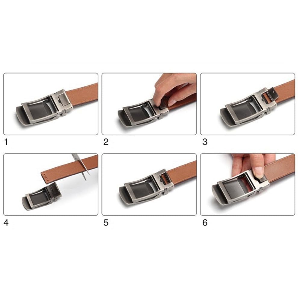 Men's Adjustable Leather Ratchet Belt - Fits Up to 43" Waist3
