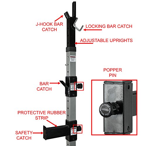 Valor Fitness BD-9 Independent Power Squat Stands with Adjustable Uprights, J-Hooks, Bar Catches, and Safety Catches