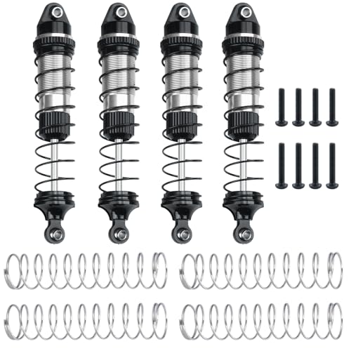BRKRC RC Shock Absorber Set, Aluminum Front Rear Universal Shock Absorber Oil Damper for Losi 1/18 Mini LMT 4X4 Brushed Monster Truck RTR Upgrade Parts (Silver)