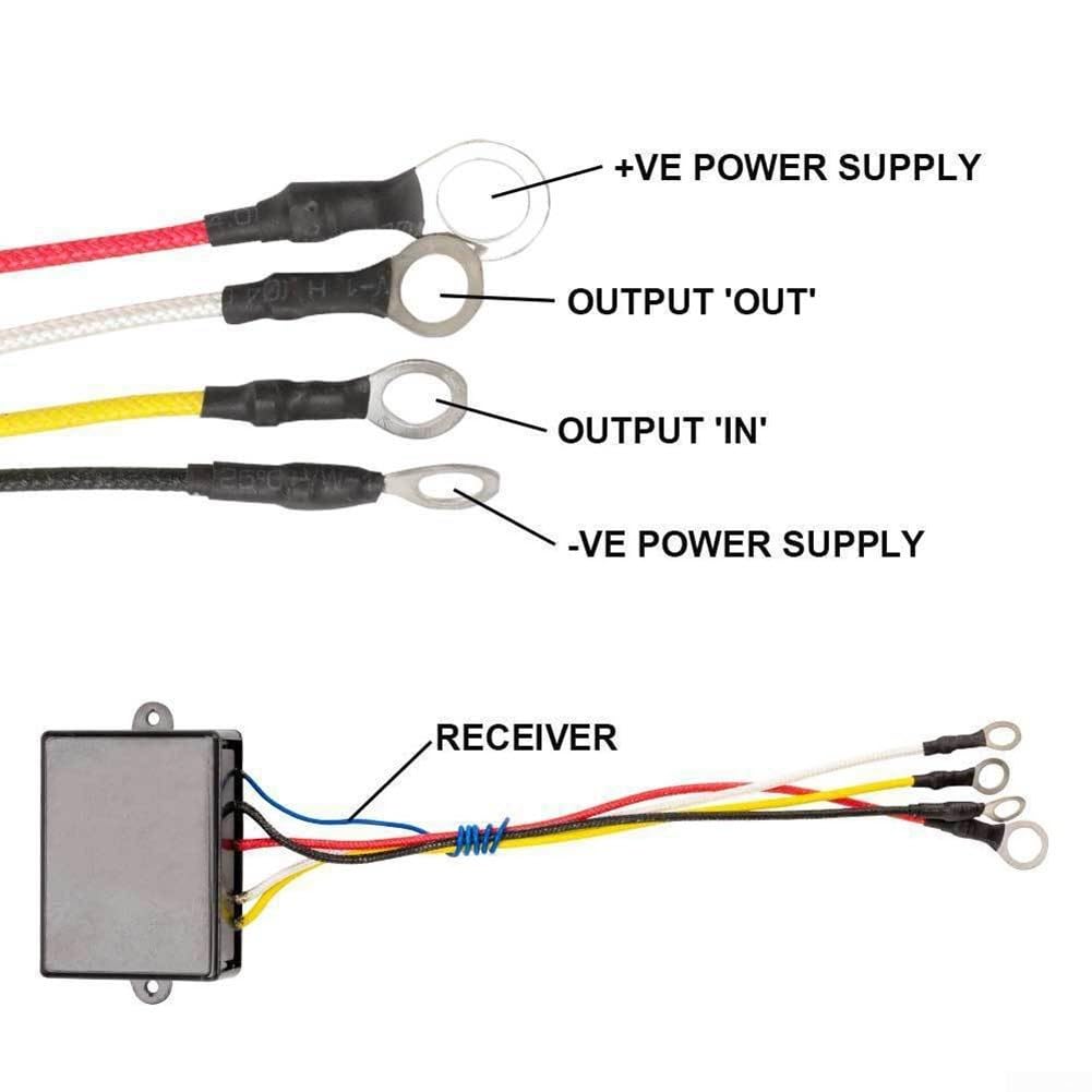 Kit di telecomando wireless per verricelli magnetici su veicoli 4x4, ATV, SUV, rimorchi e ascensori, 12 V 24 V, portata 15 m, interruttore on/off e indicatore LED (doppio) nero