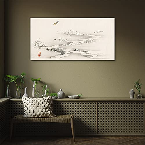 Impression sur verre décoration d'intérieur 100x50cm Fleuve Oiseau