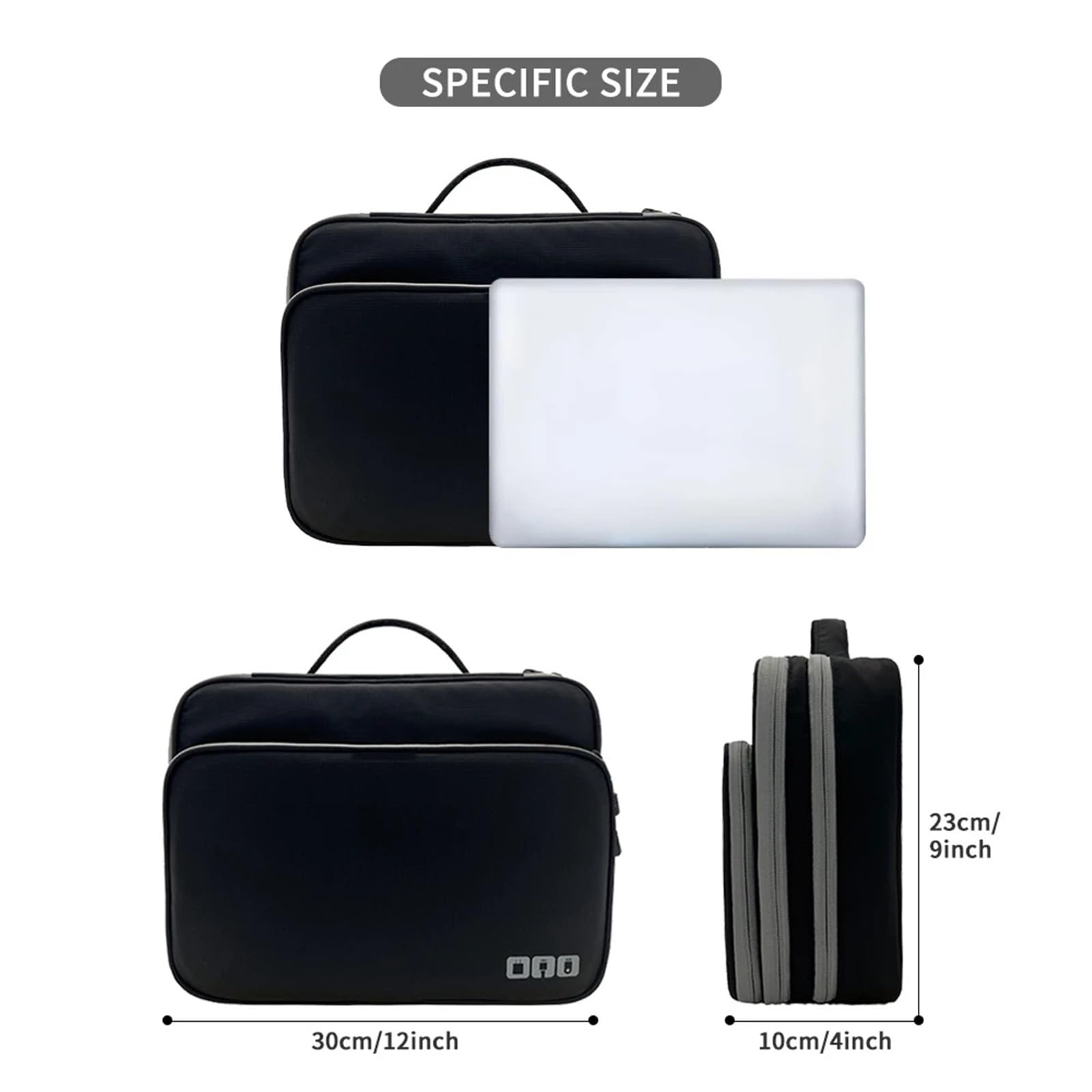Borsa organizer for cavi portatile impermeabile, multistrato(Gray)