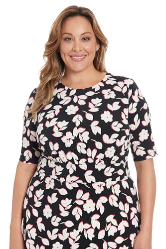 Image of London Times Women's Womens Elbow Sleeve A-line Midi - Pretty Garden Party Dress - Special Occasion Wedding Guest Dress