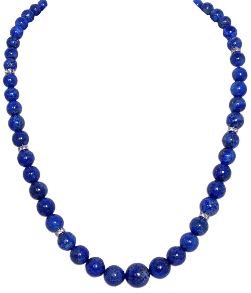 gehna Lapis Lazuli Gemstone Round Ball Shaped Bead Strand-picture-45