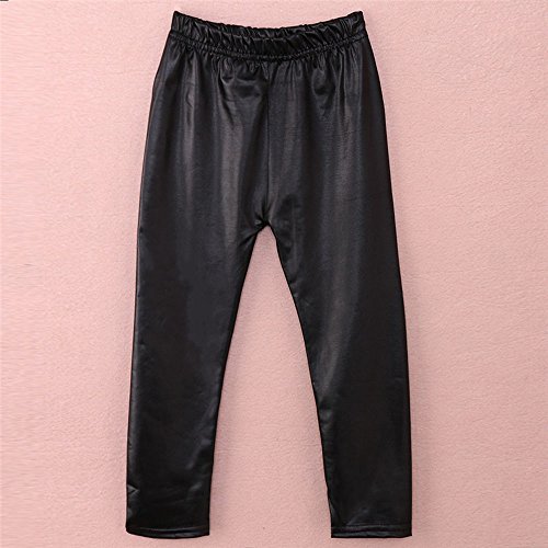 BILIKEYU Baby Toddler Girls Leather Leggings Elastic Waist Slim Fit Stretchy Pants for Kids 1 to 5 Years3